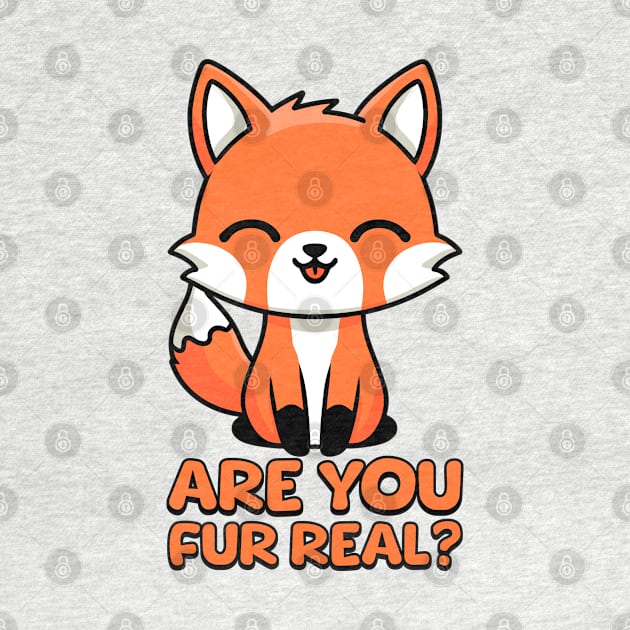 Are You Fur Real! Kawaii Fox Pun by Cute And Punny